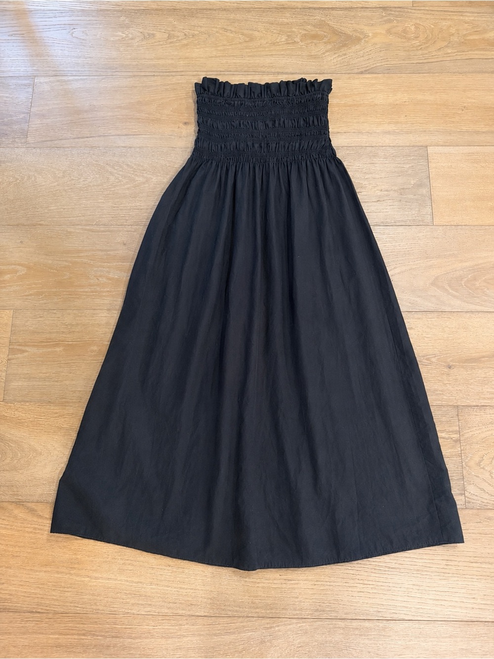 H&M Strapless Tube Ruffle Top Black Dress